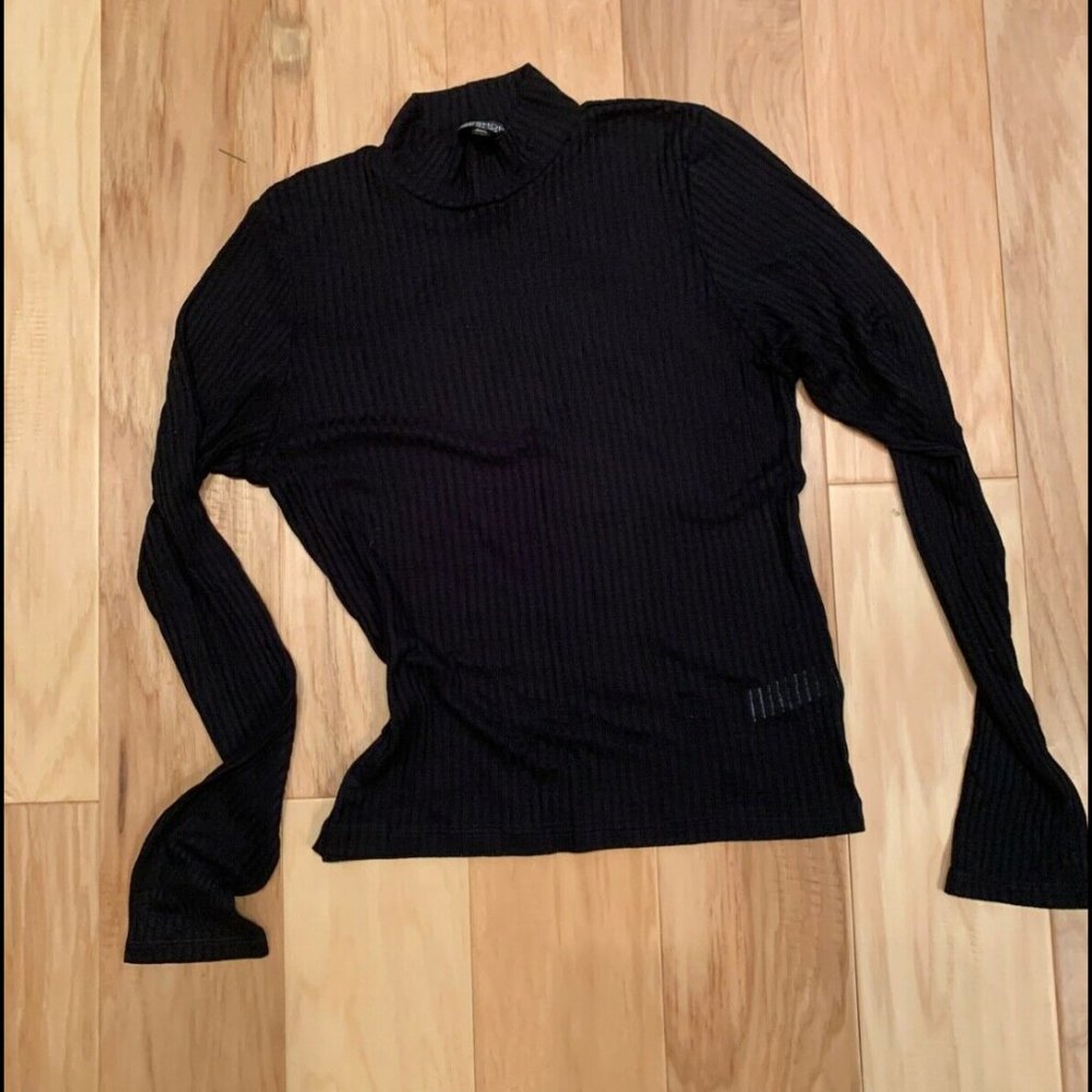 Topshop Sheer Striped Turtleneck Ribbed :)